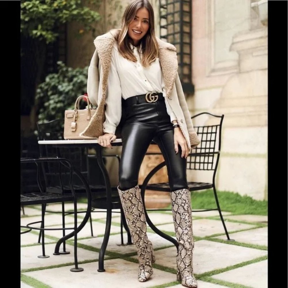 ZARA Knee High Heeled Snake Boots - Picture 5 of 6